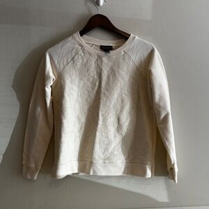 Ralph Lauren Jeans Co Women's Lace Front Sweatshirt S Cream Cotton Y2K Romantic